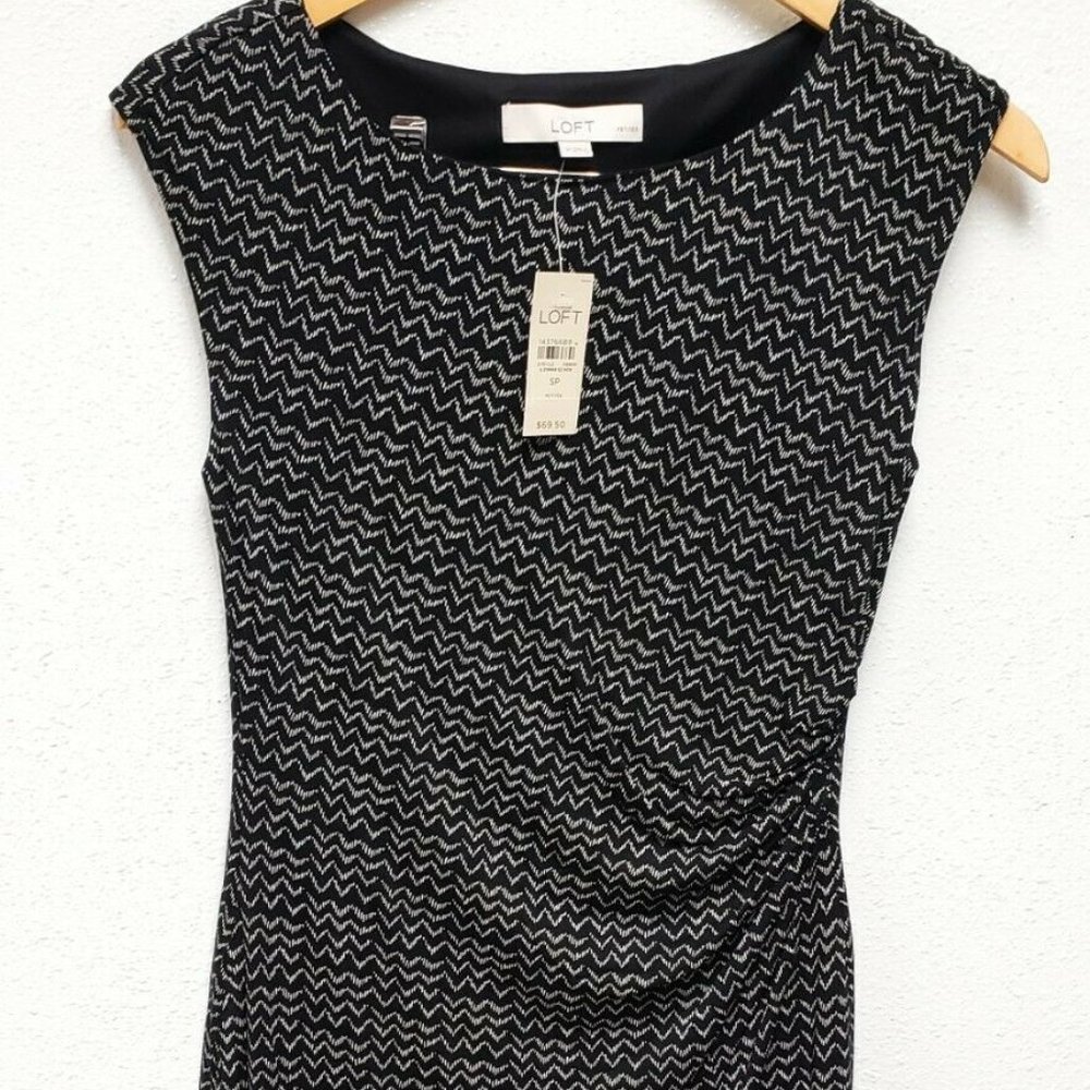 Ann Taylor LOFT Black Printed Dress Size Petite SM